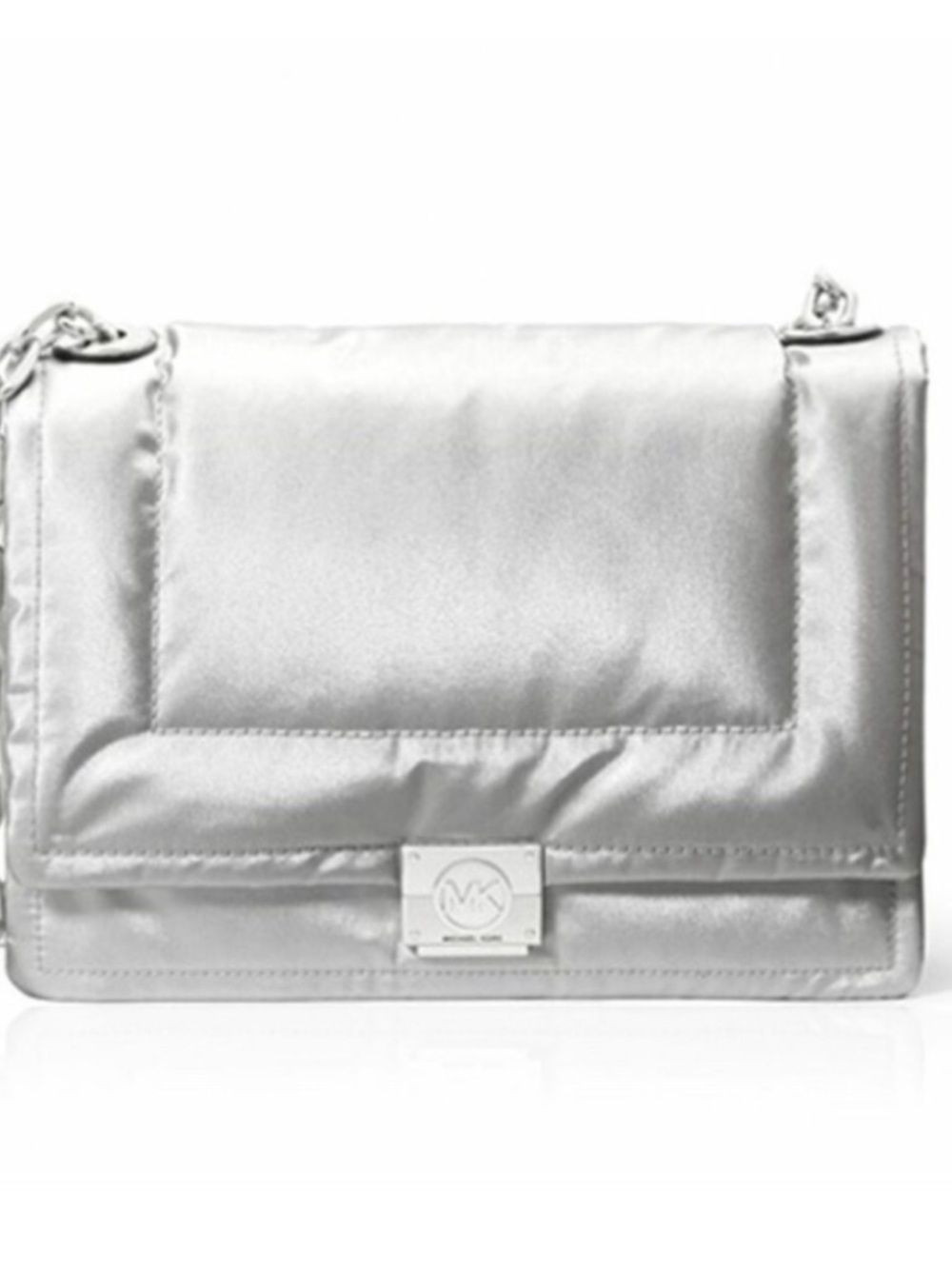 Michael Kors Rory puffy Silver Satin Crossbody Bag